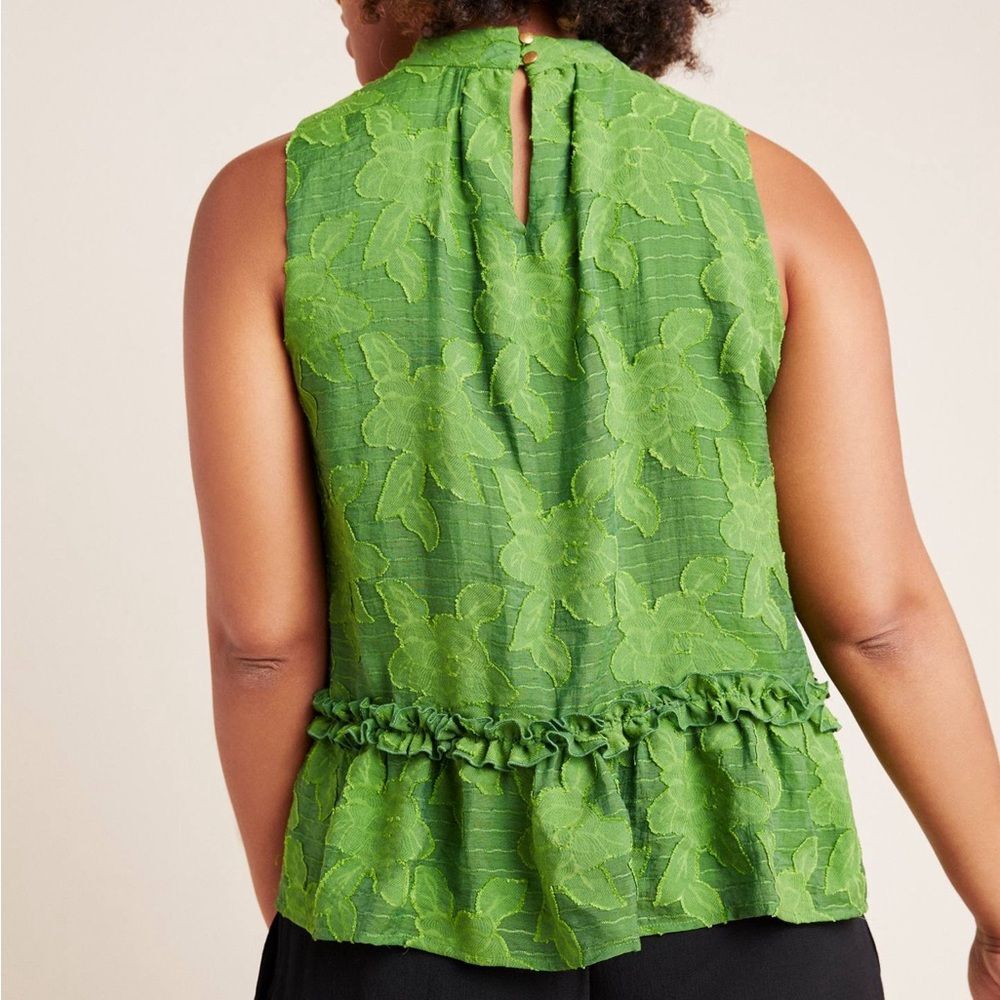 Anthropologie Maeve Women’s Green Floral Savannah Swing Blouse Tank Size 4 - Picture 4 of 16